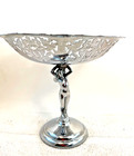 Vtg Krome Kraft Farber Brothers Art Deco Chrome Nude Pedestal Serving Dish 7 25 