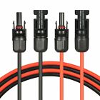1 Pair Black red Solar Panel Extension Cable Wire Solar Connectors 10 Awg Gauge