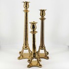 Vintage Set Of 3 Heavy Solid Brass Graduated Elegant Candlestick Candle Holders