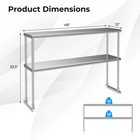 2-tier 48  Overshelf For Prep   Worktable Stainless Steel Adjustable Lower Shelf