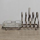 Vintage - 4 Slice Silver Colored Toast Rack - England With Butter Dish 