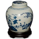 Us Seller - Blue And White Flower Motif Porcelain Chinese Jar