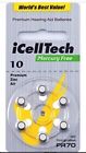 Icell Tech Size 10 Hearing Aid Batteries  60 Cells  3 Year Shelf Life Usa