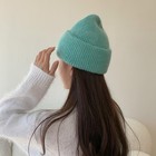 Soft Angora Rabbit Snug Warm Skullie Beanie Women Thick Knitted Hat Jade Green
