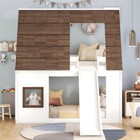 Twin Size House Bunk Bed Modern Loft Bed With Roof slide ladder For Kids Teens