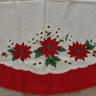Christmas Tablecloth Oval 60     82   Poly Blend Poinsettia Design Holiday