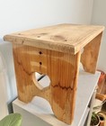 Vintage Floral Heart Carved Wooden Wood Milking Stool Rustic Plant Stand Cottage