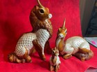 Windstone Editions Ki-rin Family Set Father Mother Baby Brown White M Pena 1993