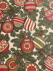 Vtg Christmas Wrapping Paper Gift Wrap Red Green Ornaments Holly Berry