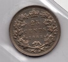 1885 Canada 25 Cents Curved Top 5 Silver Coin - Iccs Vf20
