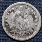 Love Token 1854 Seated Liberty Half Dime  unfinished   96606