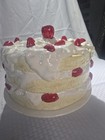 Vintage Ceramic Strawberry Shortcake Pedestal Footed Cake Stand With Domed Lid