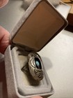 Navajo Sterling Silver Turquoise Oval Shadowbox Ring
