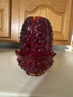 Fenton Ruby Red  Amberina Hobnail Fairy Lamp 4 5   Euc