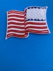 Usa American Flag Embroidered Patch Waving Wavy Iron-on Sew-on White Border