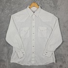 Roundup Vintage Mens Xl White Blue Dotted Stripe Western Pearl Snap Shirt Usa