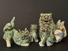 4 Vintage Okinawa Shisa Japanese Guardian Foo Dog Ryukyu Pottery Figurine 5 5-9   