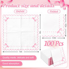 100pcs Pink Bow Scalloped Paper Napkins Cute Luncheon Napkins Dinner Hand Napkin