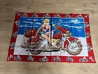 Vintage 1970s Bikini Woman Motorcycle Rider 52   x34    Art Wall Tapestry Turkey Atc