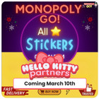 Gold   Hello Kitty Partner Available  Monopoly Sticker Go 1-6       fast Delivery   