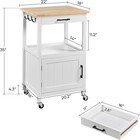 White Rolling Kitchen Island Cart W storage Shelf Microwave Cooking Coffee Bar  