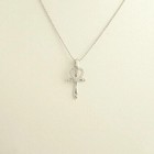 Womens Heart Cross Pendant 925 Silver Gold Finish Round Cut White Moissanite