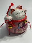 Maneki Neko  Japanese Lucky Fortune Cat Ceramic Bank  6  X 5 5  Charming 