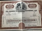 2 General Telephone   Electronics  gte  Stock Certificates