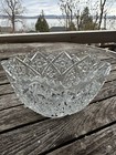 Antique Pressed Glass Bowl Saw Tooth Peaks Rim Stars Vintage Candy Dish