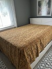 Vintage Bates Velvet Bedspread Autumn Gold Floral   94x110 gorgeous