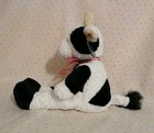 Vintage 2000 Princess Soft Toys Cow Black White Stuffed Animal Plush 12  Red Bow