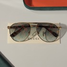 Gucci Gg1220s 004 Aviator Sunglasses Gold Frame Green Gg Lens 59mm Ships Today