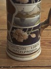 1890   s German 9    Hand Painted Matthias Girmscheid Stoneware Beer Stein   Lid