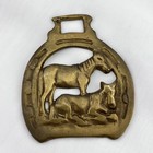 Brass Horse Medallion Vintage English Horseshoe Foal Filly Mare Parade Harness