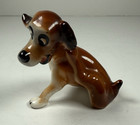 Vintage Rare Ceramic Hound Dog Figurine Brown   White Made In Japan 2 75    Tall