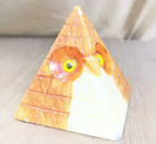 Vintage Noymer Italy Authentic Decorative Alabaster Owl Pyramid Paperweight
