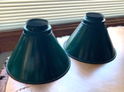 Vintage Pair 7 1 4 In Green White Enamel Industrial Metal Light Shades No Dents