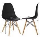 Set Of 2 Modern Dining Side Chair Armless Home Office W  Wood Legs Black