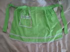 Vintage Half Apron Green Purple Gingham Lace Trim Applique Lot Of 4