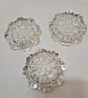 Vtg Nesting Hazel Atlas Clear Glass Personal Ashtray s Flower Shape Set Of 3