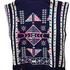 Mexican Poncho   Gaban   Jorongo   Sweater   One Size   Aztec Patern Dark Blue