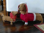 2014 Sears Lighted Holiday Santa Mom   Pup Tinsel Dachshund Christmas Decoration