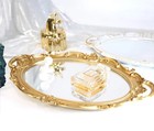 Valiclud Vintage Mirror Tray Oval Retro Gold Mirror Tray Dresser Organizer Dish