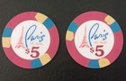 Lot Of 2 Vintage  5 Paris Las Vegas Casino   Hotel Gaming  Poker Chips Very Nice