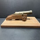 Hand Crafted Brass   Wood Table Top Decorative Cannon