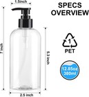 2 Pack  Soap And Massage Oil  Lotion  Refillable Clear Bpa-plastic Pump Bottle