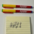 2 Apple Computer Logo Rainbow Color Ballpoint Pen Vintage Mac Promo 1980 s
