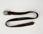 Genuine Leather Braided Belt Mens Sz 34 Brown Woven Silver Buckle Classic 1  Wd