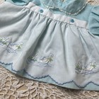 Vintage 1980s Baby Togs Girls 3-6 Months Swan Embroidered Blue Apron Dress