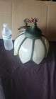 Antique Bent Slag Glass 8-panel Hanging Tulip Lamp 11    X 10 5   